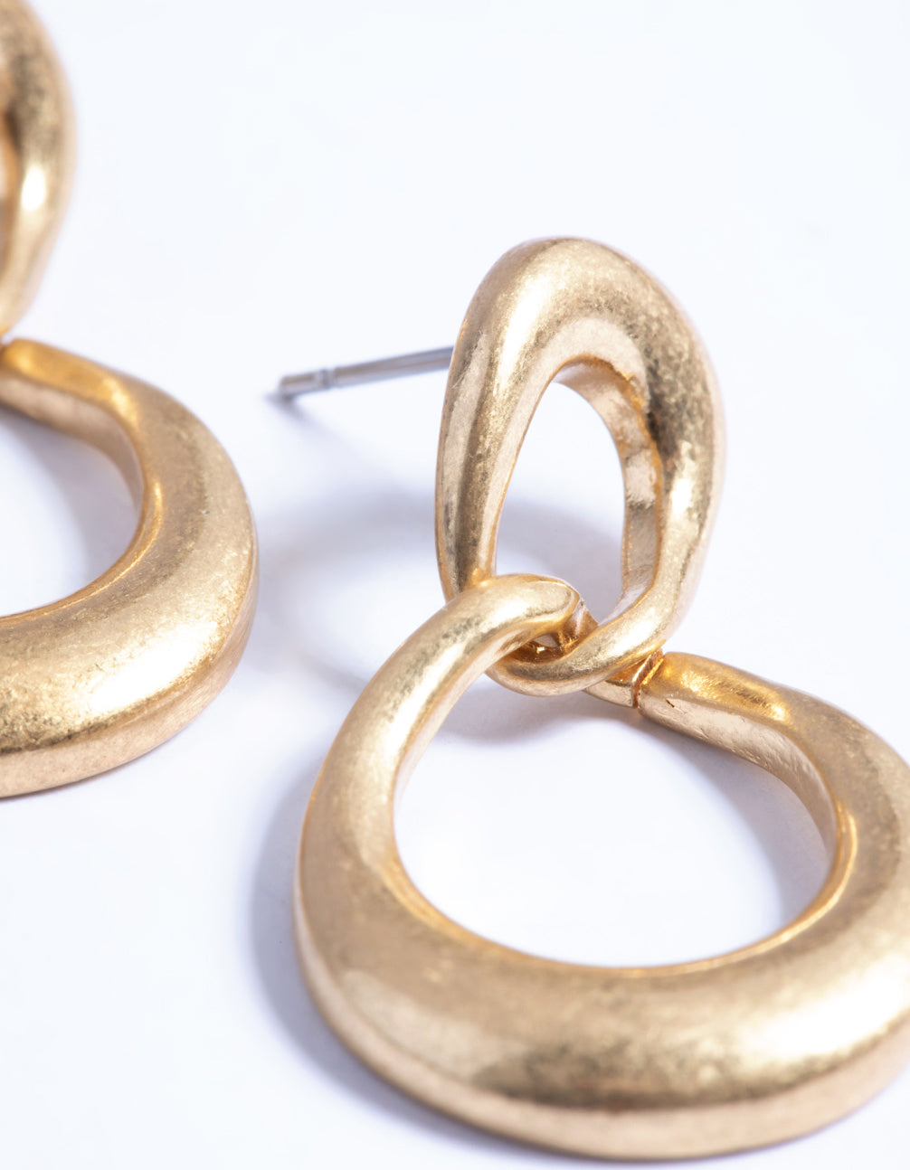 Worn Gold Irregular Link Drop Earrings