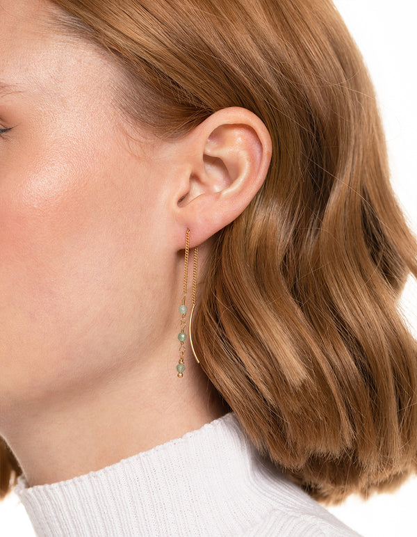 Worn Gold Mini Oval Threader Earrings