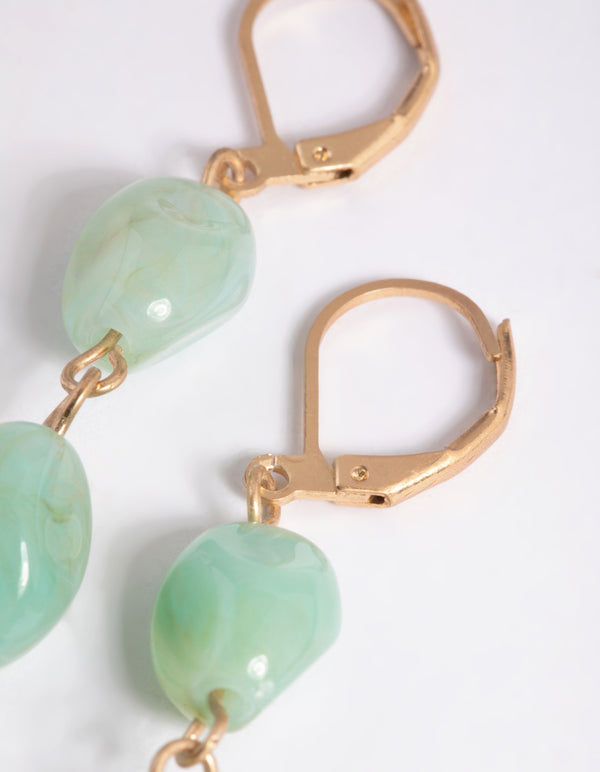 Worn Gold Stone Drop Earrings
