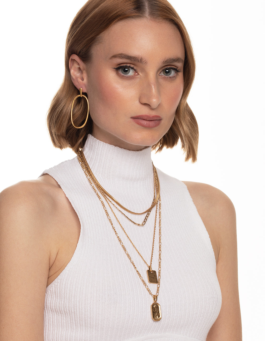 Worn Gold Fine Geometric Door Knocker Earrings