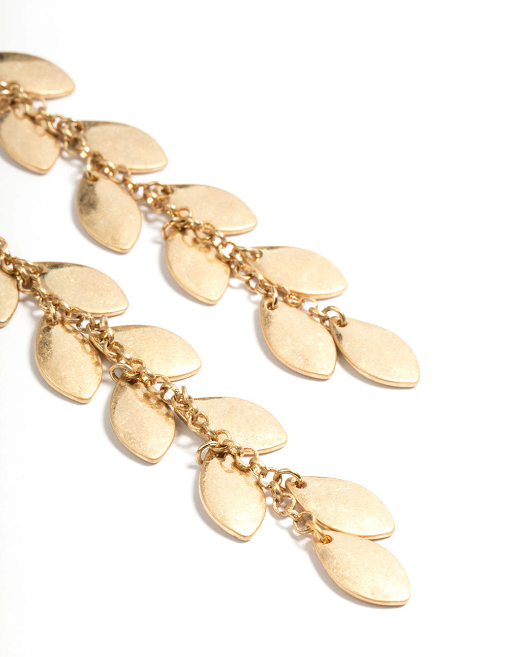Worn Gold Tassle Drop Stud Earrings
