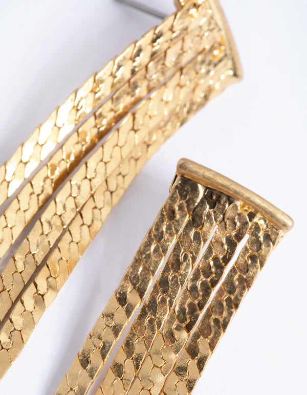 Worn Gold Snake Chain Drop Earrings