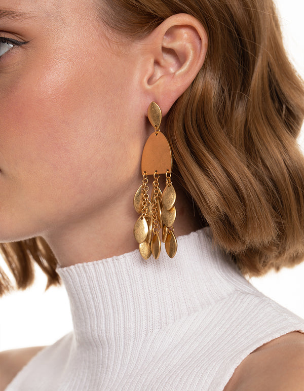 Worn Gold Metal Drop Earrings