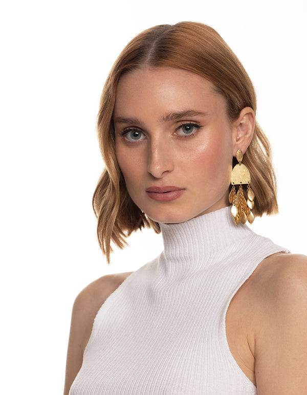 Worn Gold Metal Drop Earrings