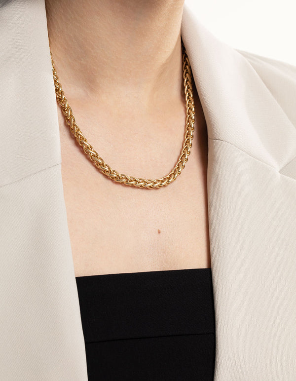 Worn Gold Rounded Twist Chain Necklace