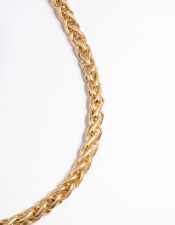 Worn Gold Rounded Twist Chain Necklace