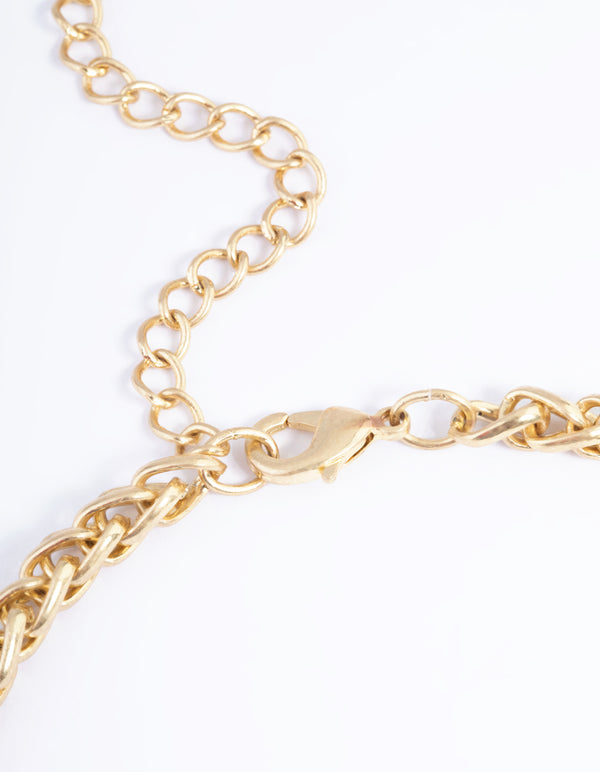 Worn Gold Rounded Twist Chain Necklace