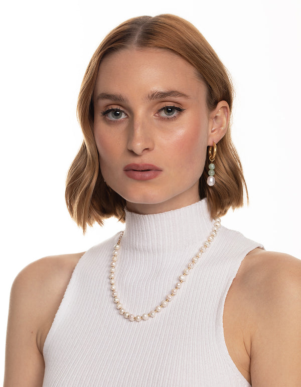 Worn Gold Freshwater Pearl & Bead Necklace