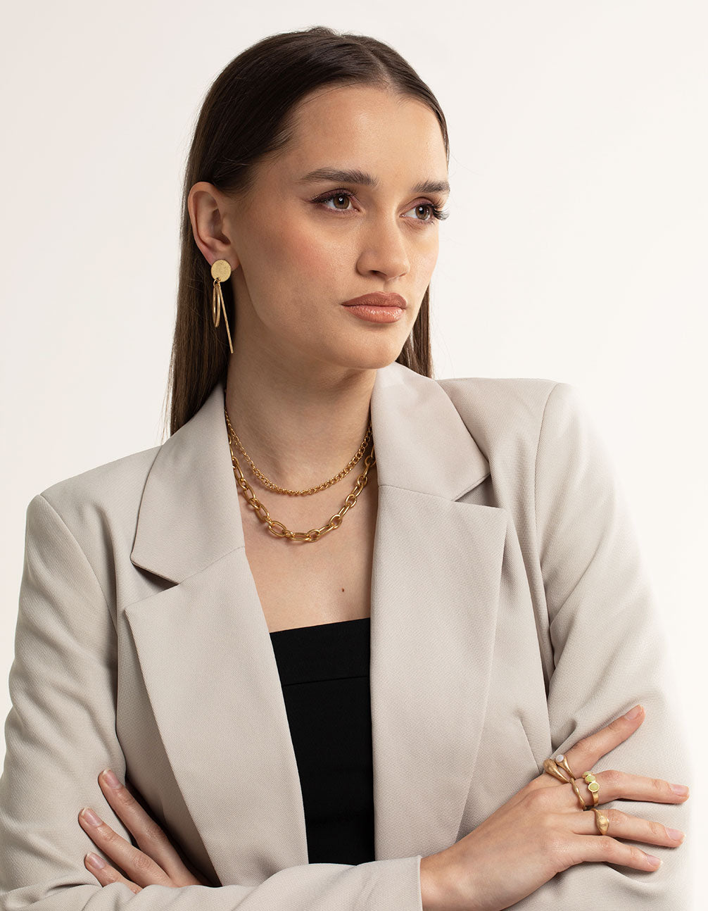 Worn Gold Mix Chain Choker 4-Pack