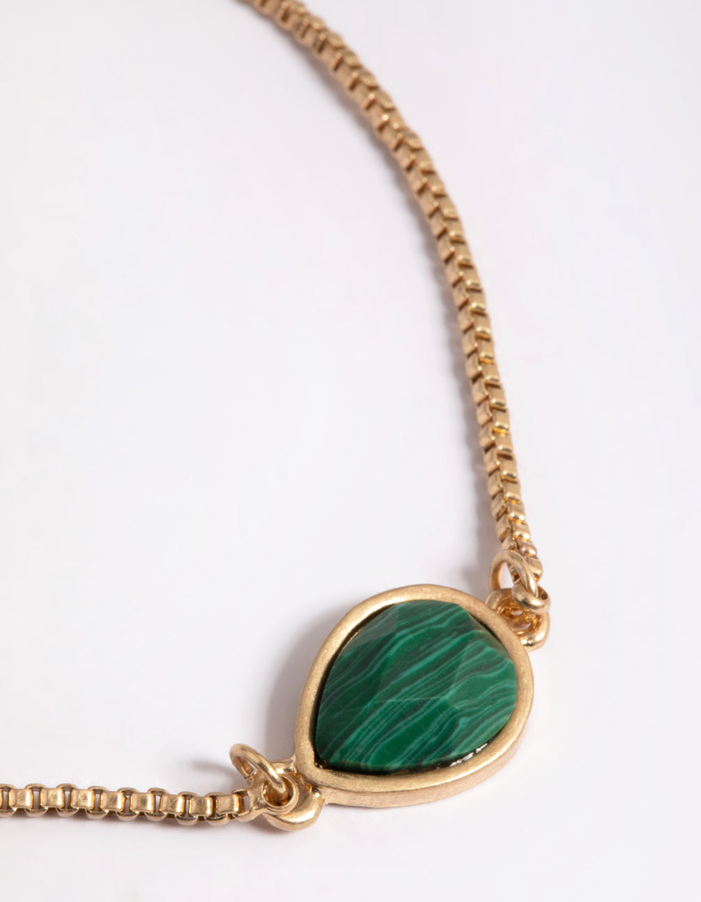 Worn Gold Green Teardrop Toggle Bracelet