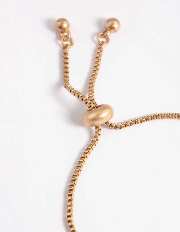 Worn Gold Green Teardrop Toggle Bracelet