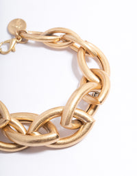 Worn Gold Oval Link Chain Bracelet - link has visual effect only