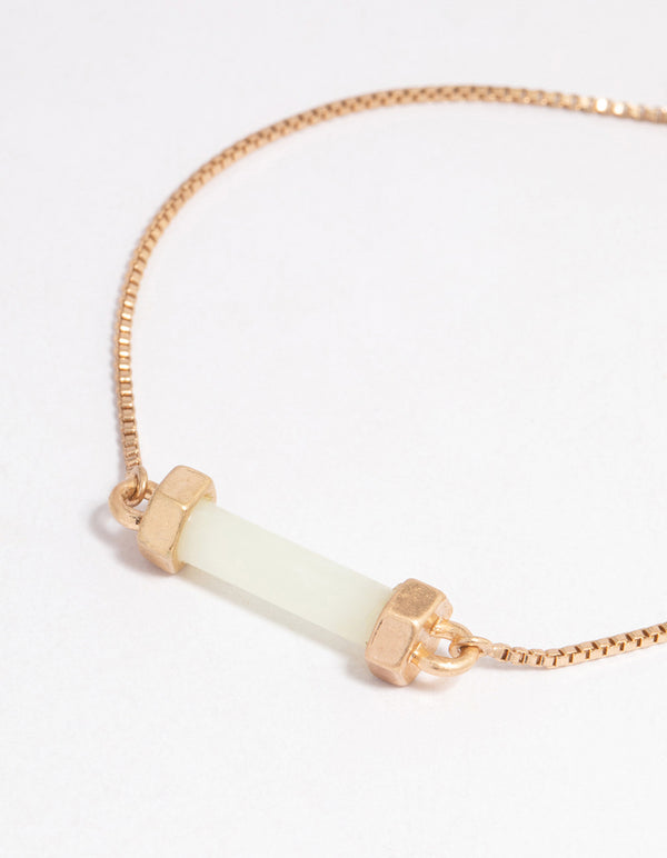 Worn Gold Green Bar Toggle Bracelet