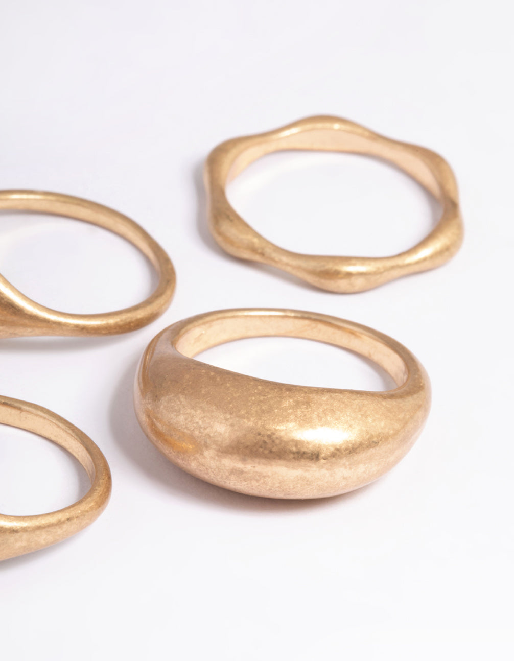 Worn Gold Large Dome Pearl Ring Pack