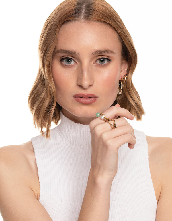 Worn Gold & Pearl Molten Ring Pack