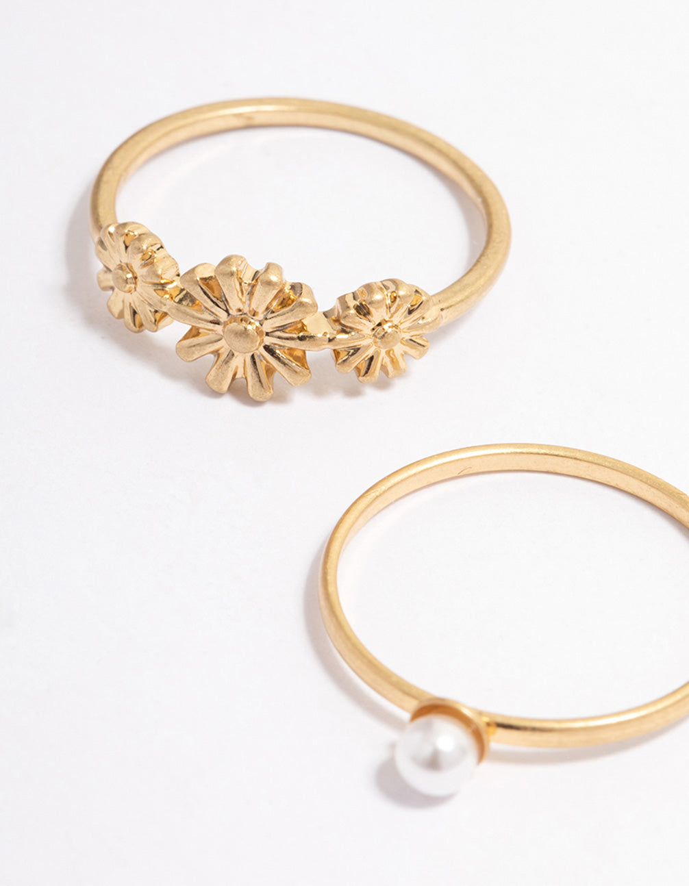Worn Gold Pearl Daisy Ring Pack