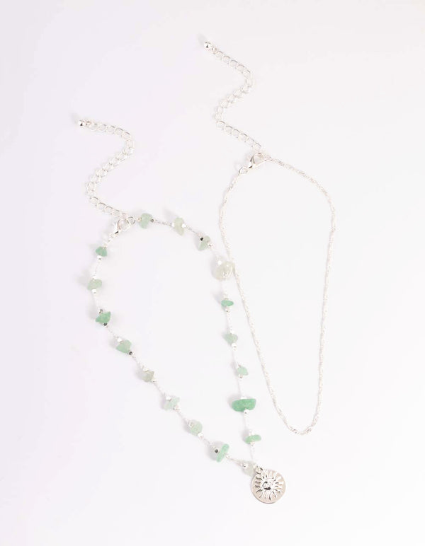 Silver Green Adventurine Choker Pack