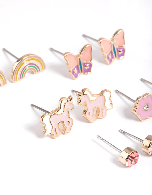 Kids Unicorn Garden Stud Earrings 6-Pack