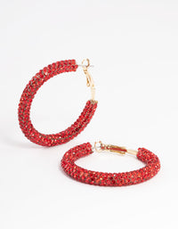 Gold Rubber Diamante Hoop Earrings - link has visual effect only