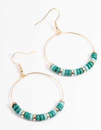 Green Open Wire Bead Drop Earrings - link has visual effect only