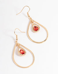 Red Large Open Diamante Drop Earrings - link has visual effect only