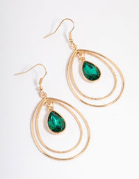 Green Open Pear Diamante Drop Earrings - link has visual effect only