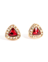 Red Trilliant Cut Stud Earrings - link has visual effect only
