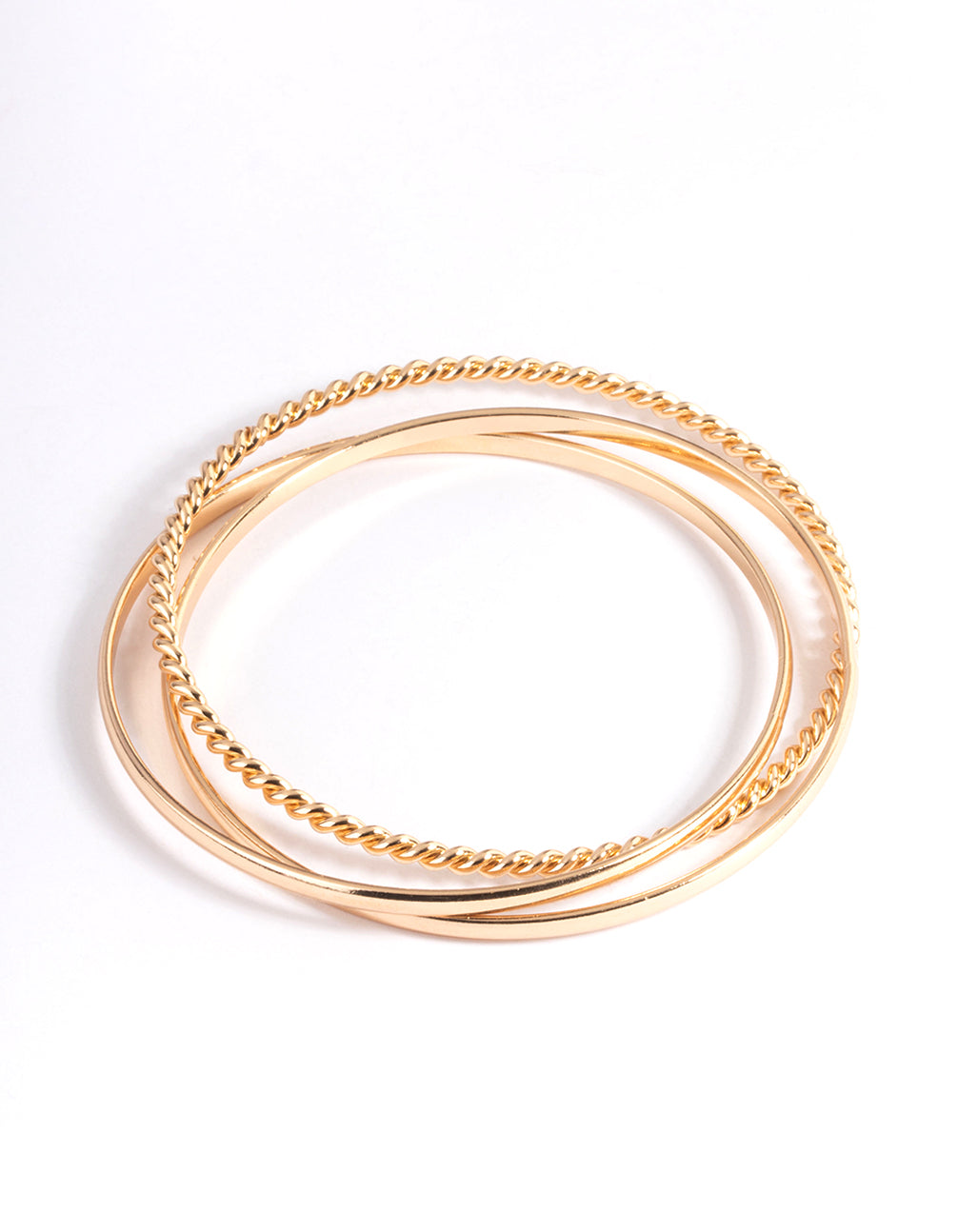 Gold Thick Plain & Twist Bracelet Pack