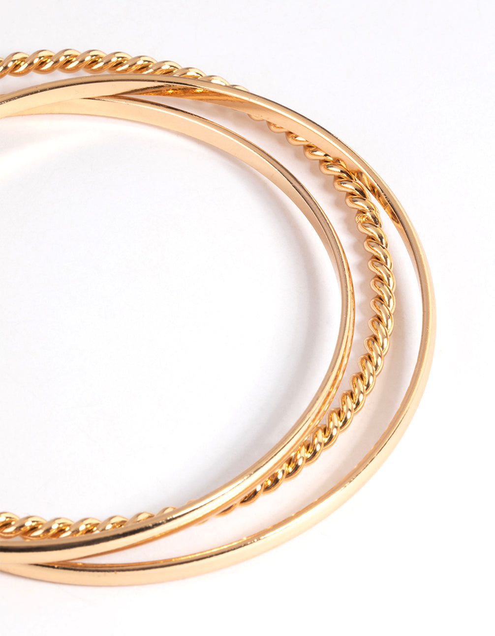 Gold Thick Plain & Twist Bracelet Pack