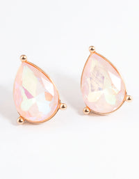 Gold Pear Pink Stud Earrings - link has visual effect only