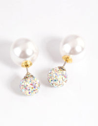 Gold Disco Pearl Stud Earrings - link has visual effect only