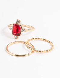 Gold Emerald Cut Ring 4-Pack - link has visual effect only