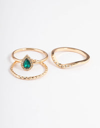 Gold Pear Set Stone 4-Pack Ring - link has visual effect only