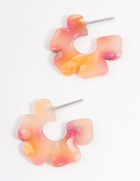Pink Acrylic Marble Flower Hoop Earrings - link has visual effect only