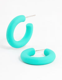Blue Basic Chubby Hoop Earrings - link has visual effect only