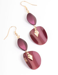 Maroon Curved Disc & Bead Drop Earrings - link has visual effect only