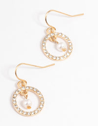 Gold Open Diamante Circle Drop Earrings - link has visual effect only