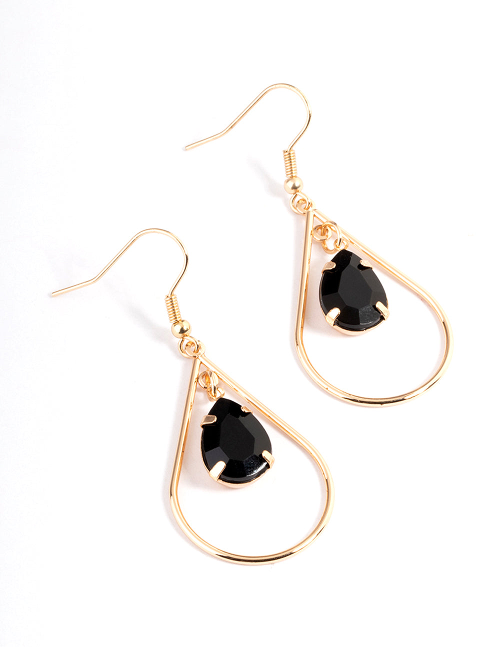 Black Open Claw Pear Drop Earrings