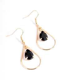 Black Open Claw Pear Drop Earrings - link has visual effect only