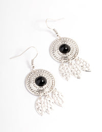 Silver Boho Textured Leaf Drop Earrings - link has visual effect only