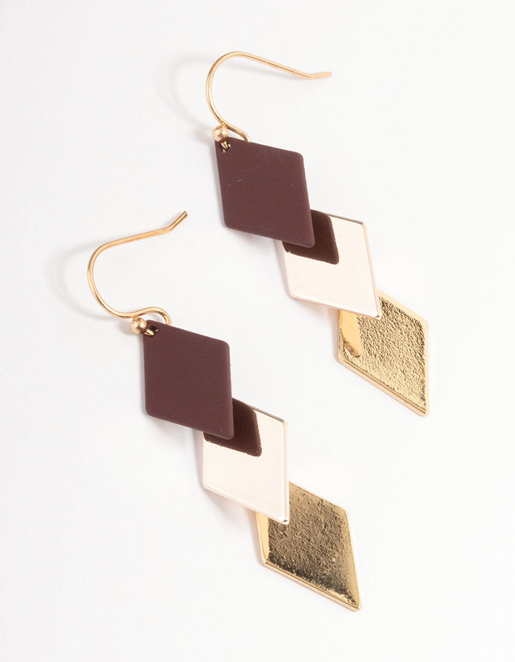 Mixed Metal Multi Diamond Sharp Drop Earrings