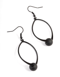 Black Long Twist Ball Drop Earrings - link has visual effect only