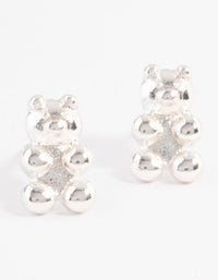 Silver Teddy Bear Stud Earrings - link has visual effect only