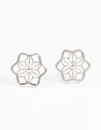 Silver Geometric Flower Stud Earrings - link has visual effect only