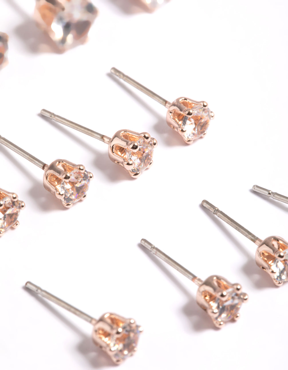 Rose Gold Classic Diamante Studs 8-Pack