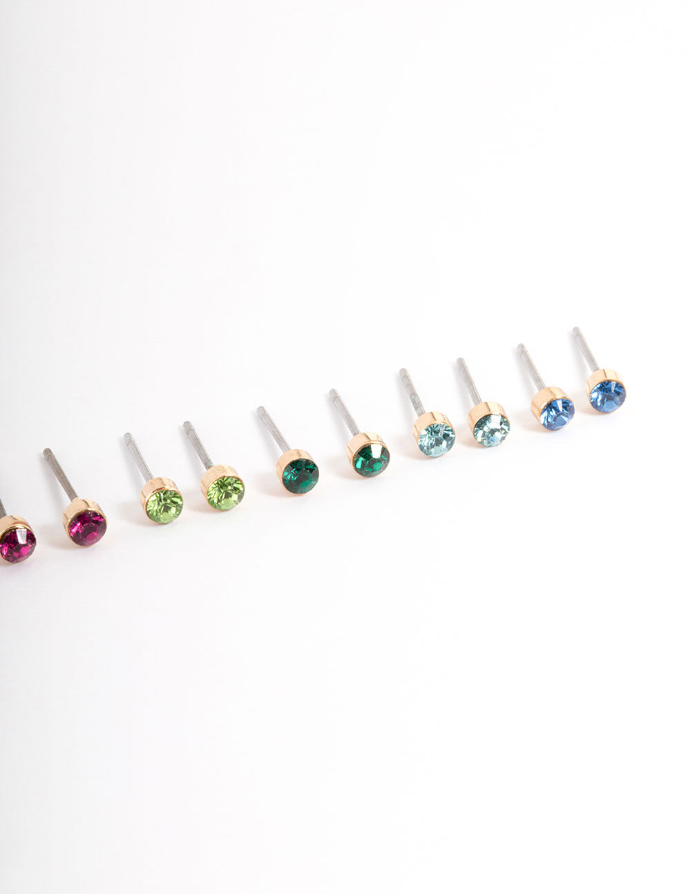 Gold Multi Diamante Mini Earrings 8-Pack