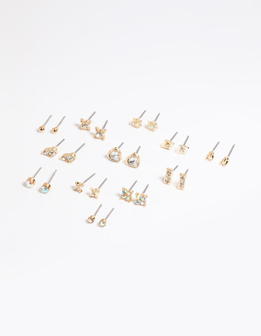 Gold Diamante Stud Earring 12-Pack