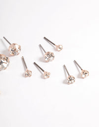 Rose Gold Classic Diamante Stud Stack Earrings - link has visual effect only