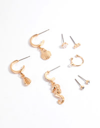Gold Sea Pearl & Diamante Stack Earrings - link has visual effect only