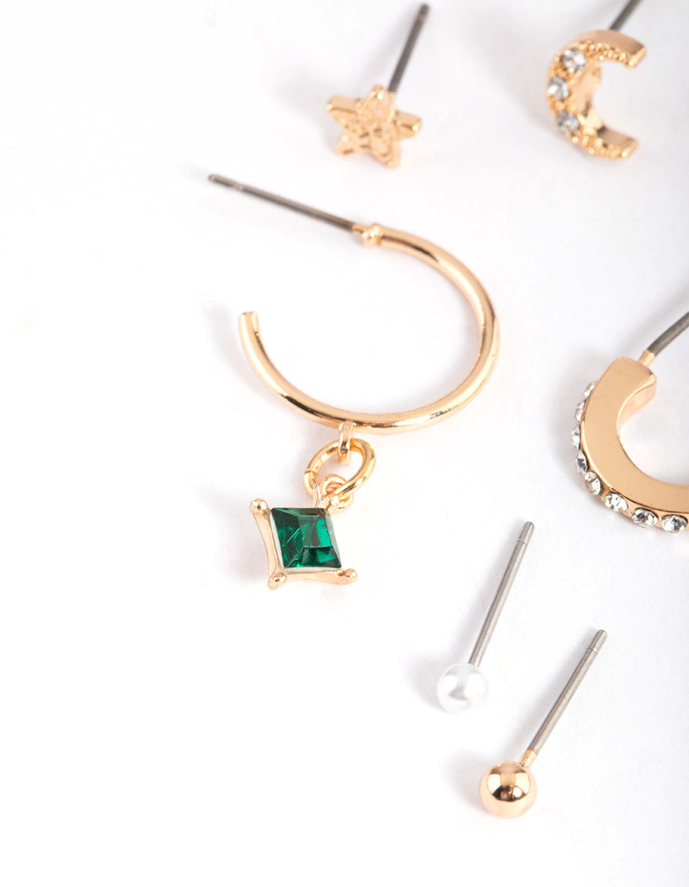 Gold Dainty Celestial Stack Earrings